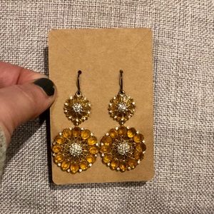 Gorgeous Jewel Earrings - Yellow and White tone